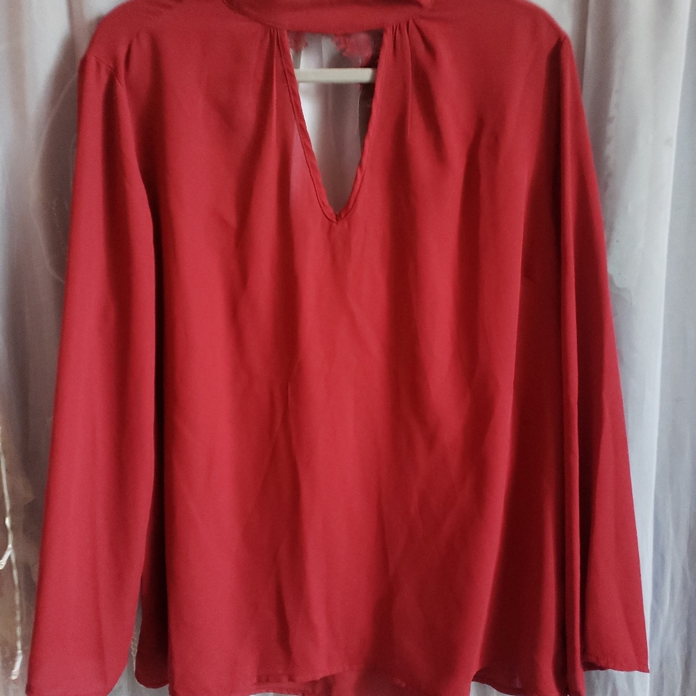 White red, lace back blouse